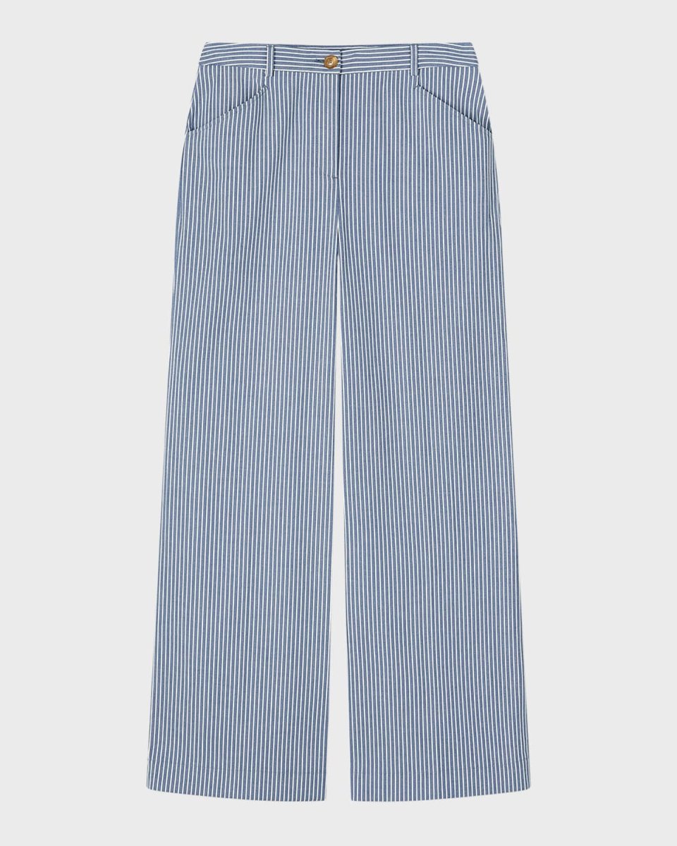 Gene Striped High-Rise Wide-Leg Trousers