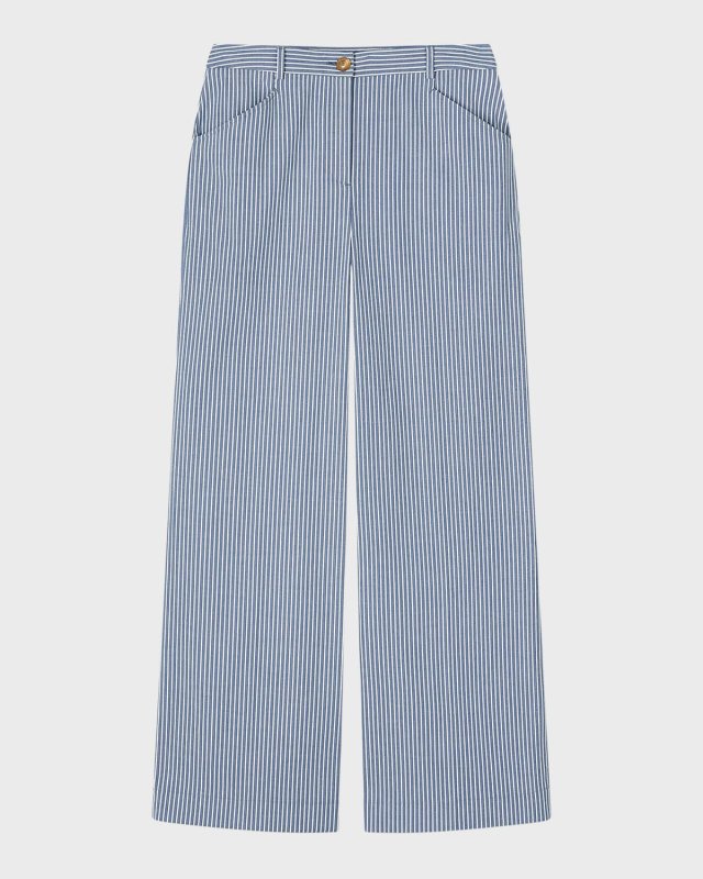 Gene Striped High-Rise Wide-Leg Trousers