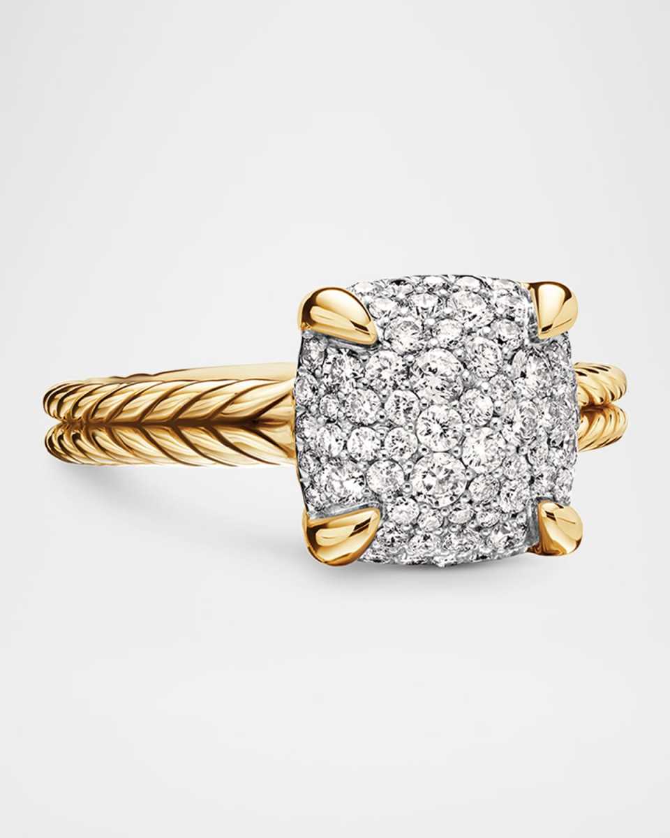 Chatelaine Ring in 18K Yellow Gold with Full Pave Diamonds, 11mm