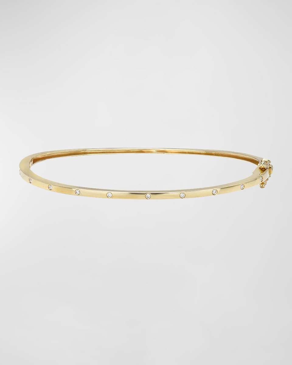 14K Gold Diamond Dot Bangle Bracelet