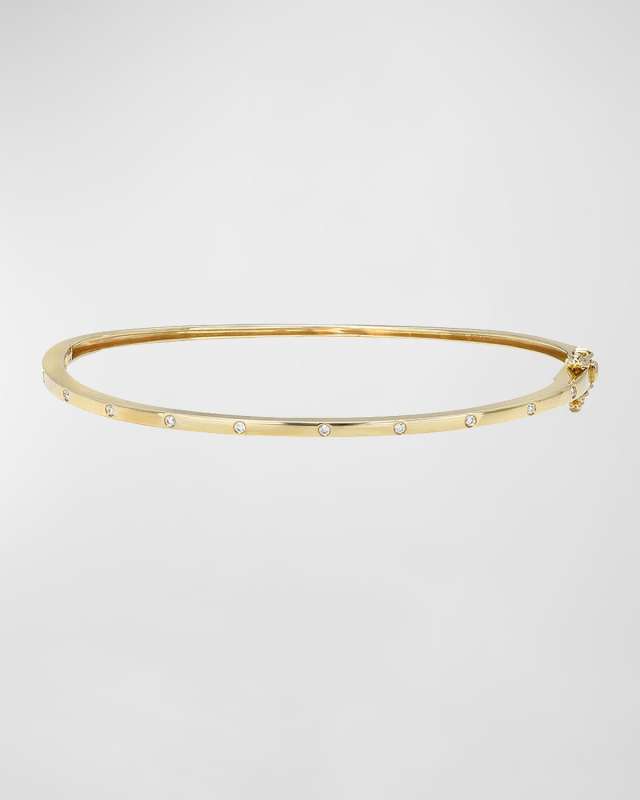 14K Gold Diamond Dot Bangle Bracelet