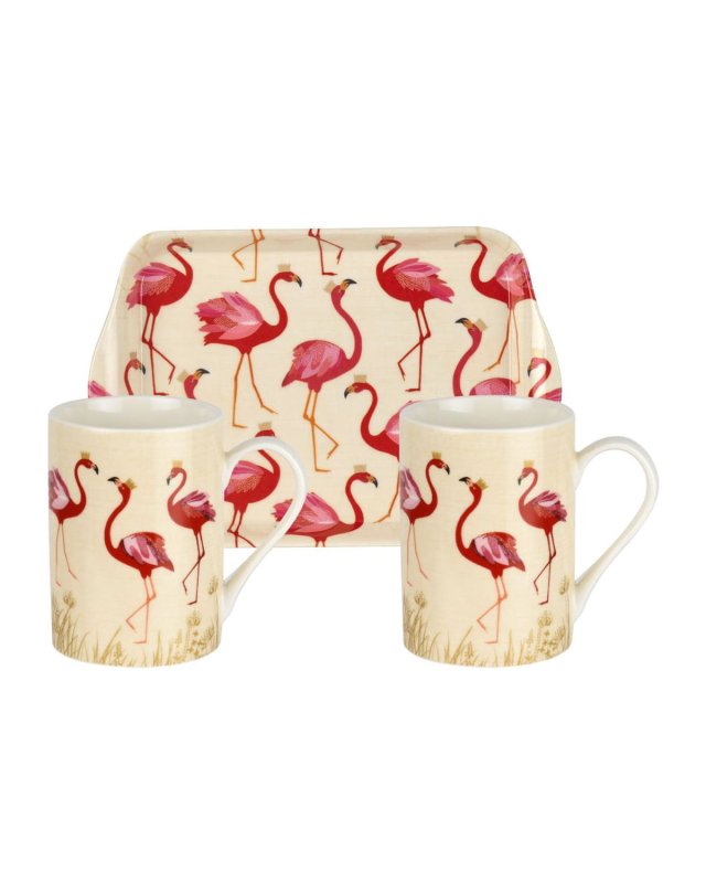 Sara Miller Flamingo Mug & Tray Set
