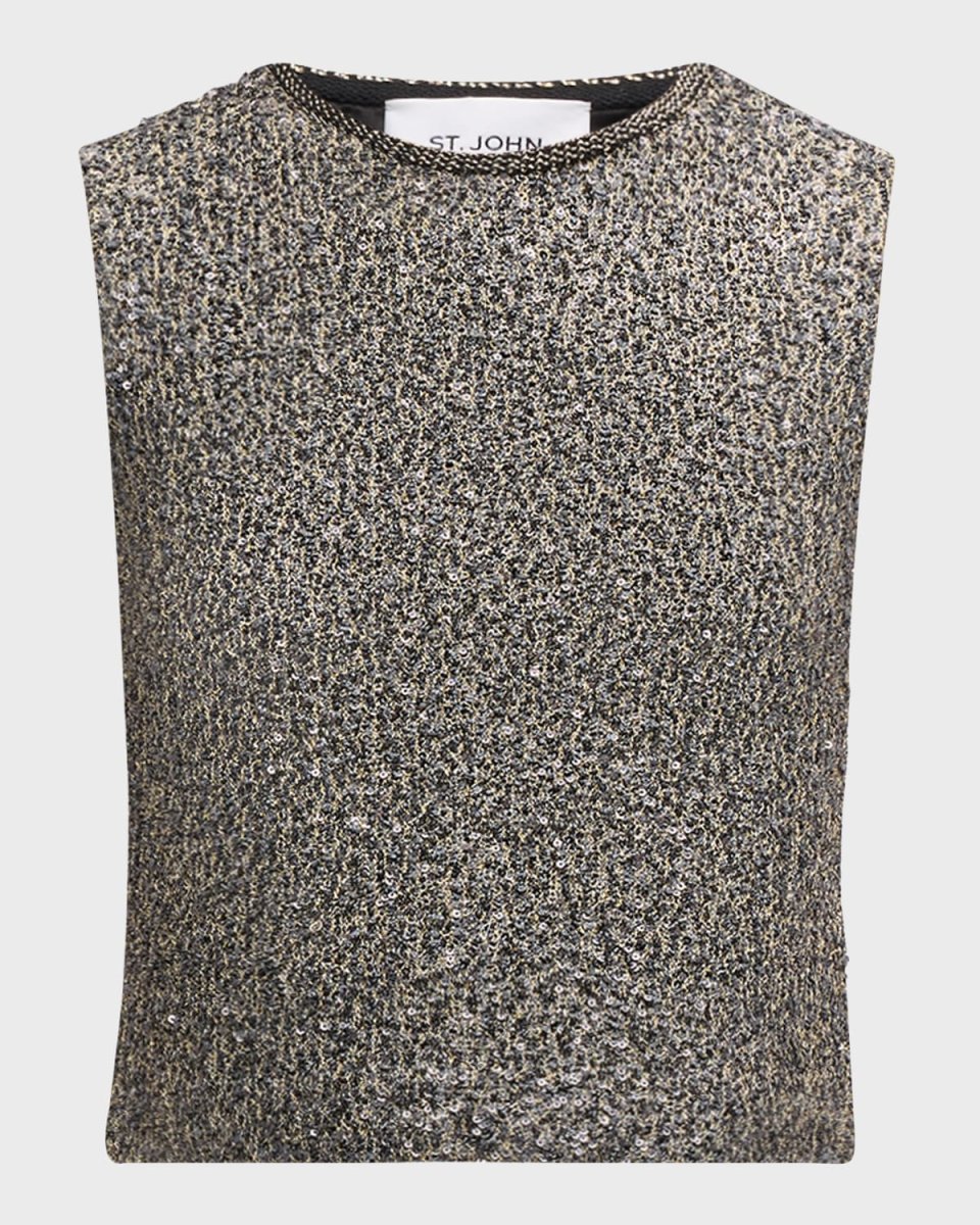 Sequined Stretch Metallic Knit Sweater