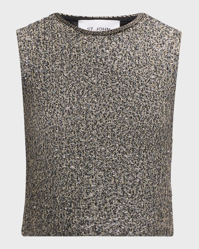 Sequined Stretch Metallic Knit Sweater