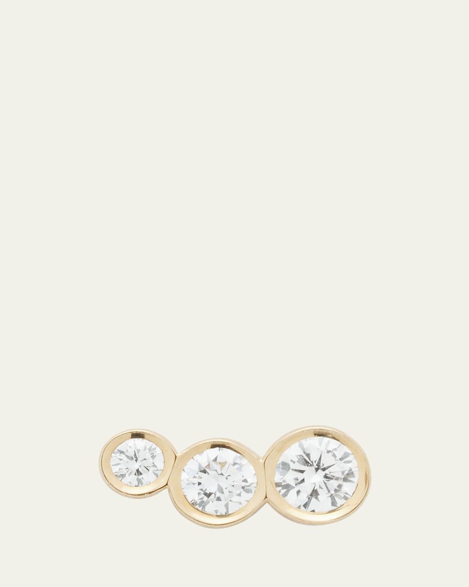 Croissant 18K Yellow Gold 3-Diamond Earring, Single, Right