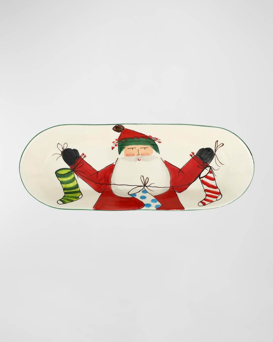 Old St. Nick Bread Server with Stockings