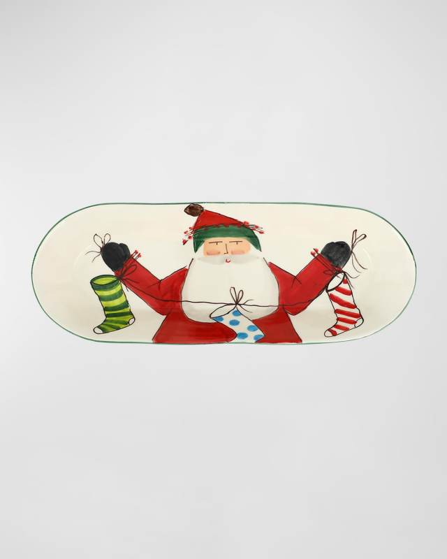 Old St. Nick Bread Server with Stockings