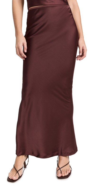 Lioness Hudson Satin Maxi Skirt Garnet