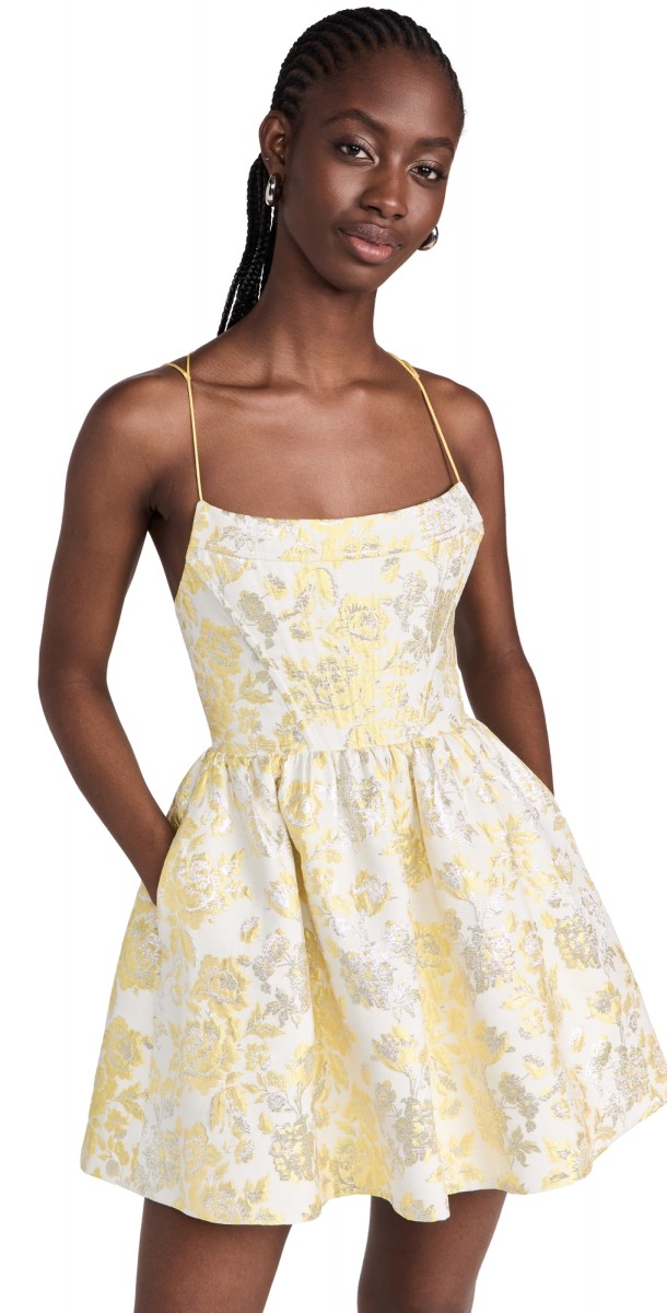 alice + olivia Nat Strappy Mini Dress Happy Yellow