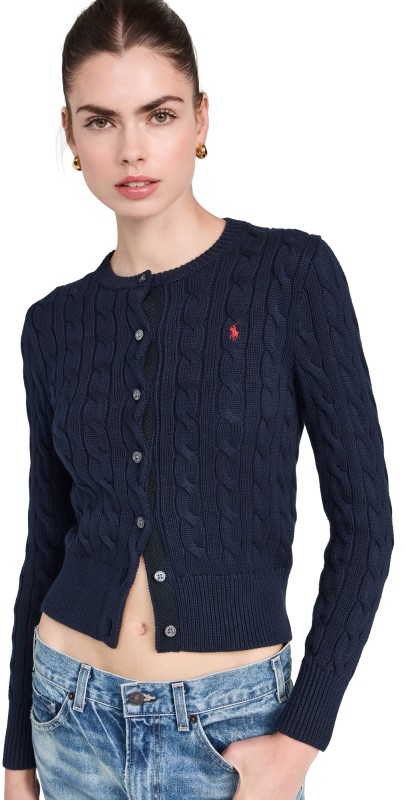 Polo Ralph Lauren Cotton Cable Long Sleeve Cardigan Blue