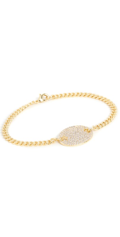 By Adina Eden Pave Mariner Pendant Chain Bracelet Gold