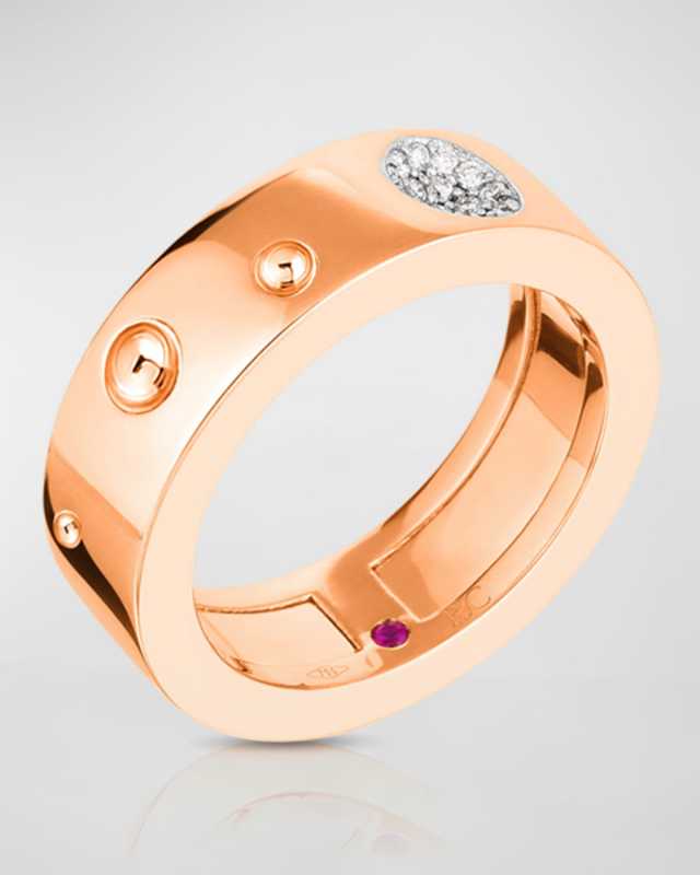 Pois Moi Luna 18k Rose/White Gold Diamond Ring, Size 6.5