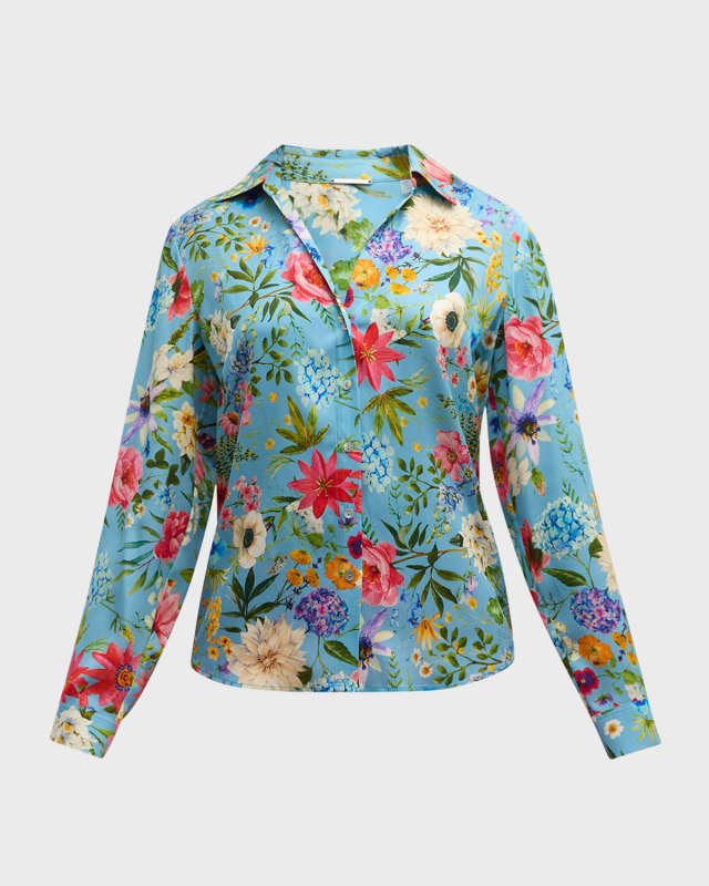The Madeline Floral-Print Silk Blous