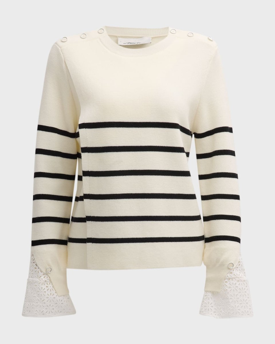 Sailor Stripe Lace Cuff Sweater