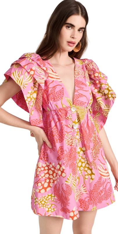 FARM Rio Mixed Lobsters Pink Mini Dress Mixed Lobsters Pink