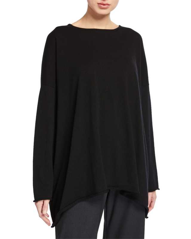 Cashmere A-Line Boat-Neck Sweater