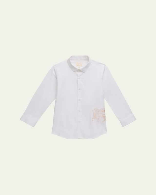 Boy's Luke Embroidered Button Down Shirt, Size 2-10