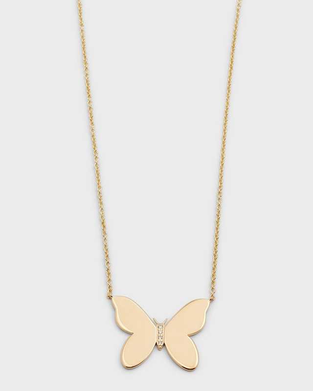 14k Plain Butterfly Necklace w/ Diamonds