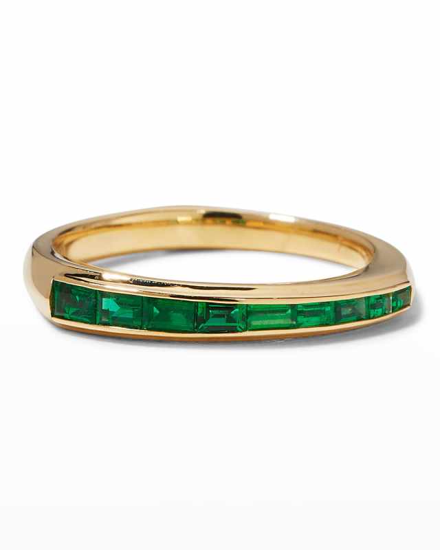 Baguette Stack Ring with Emeralds