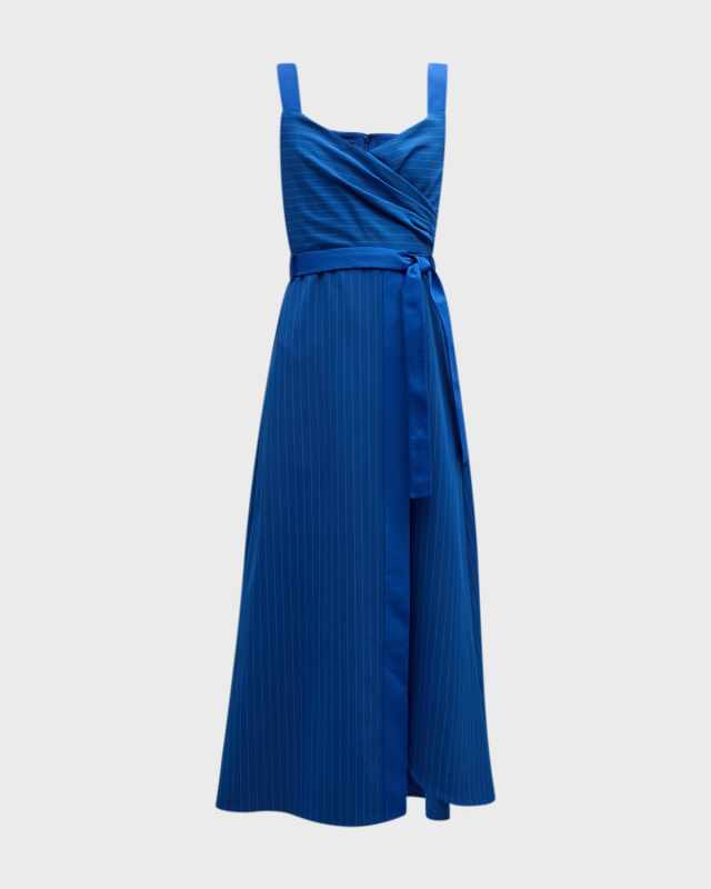 Sleeveless Striped Asymmetric Maxi Dress