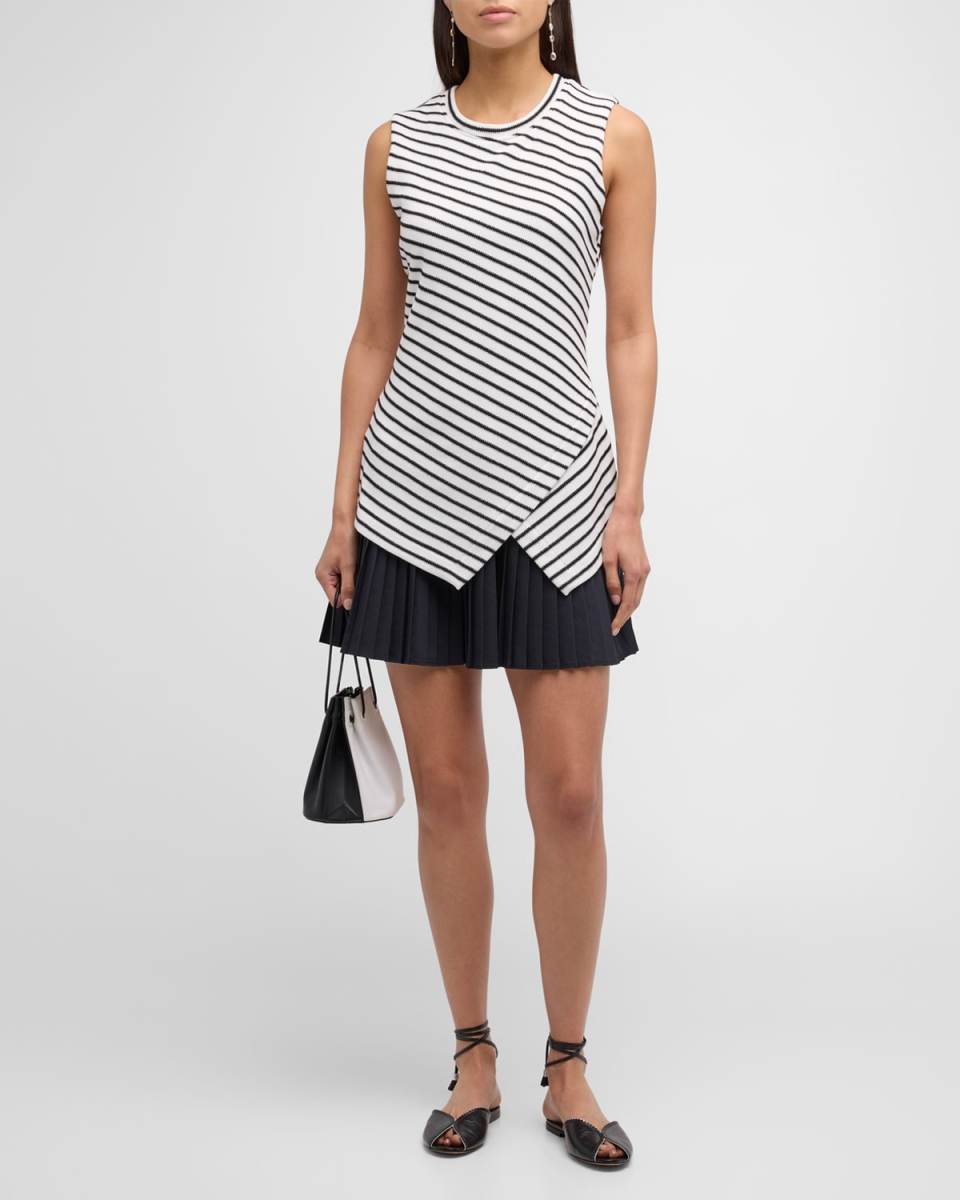 Regina Sleeveless Piqué Stripe Jersey Mini Dress