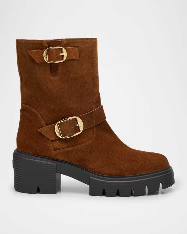 Soho Suede Buckle Moto Booties