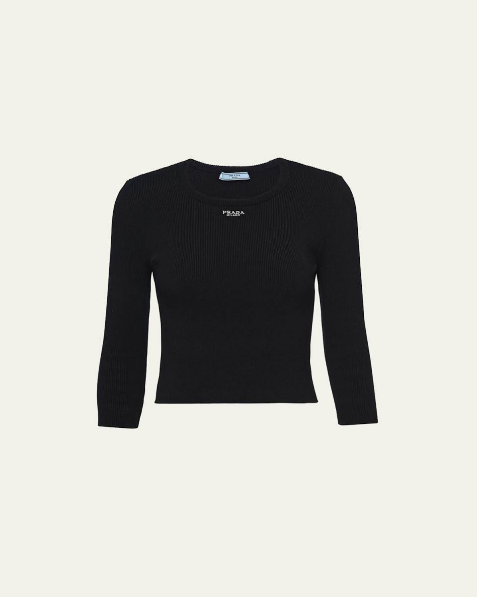 Ribbed Logo-Embroidered Slim Sweater