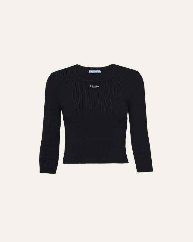 Ribbed Logo-Embroidered Slim Sweater
