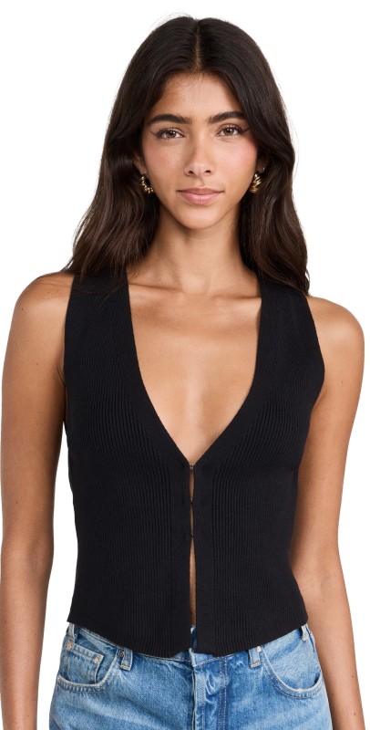 Reformation Myrtle Cotton Sweater Vest Black