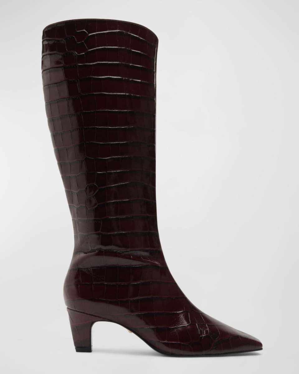 Dellia Croco Kitten Knee Boots