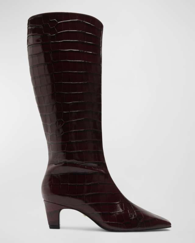 Dellia Croco Kitten Knee Boots