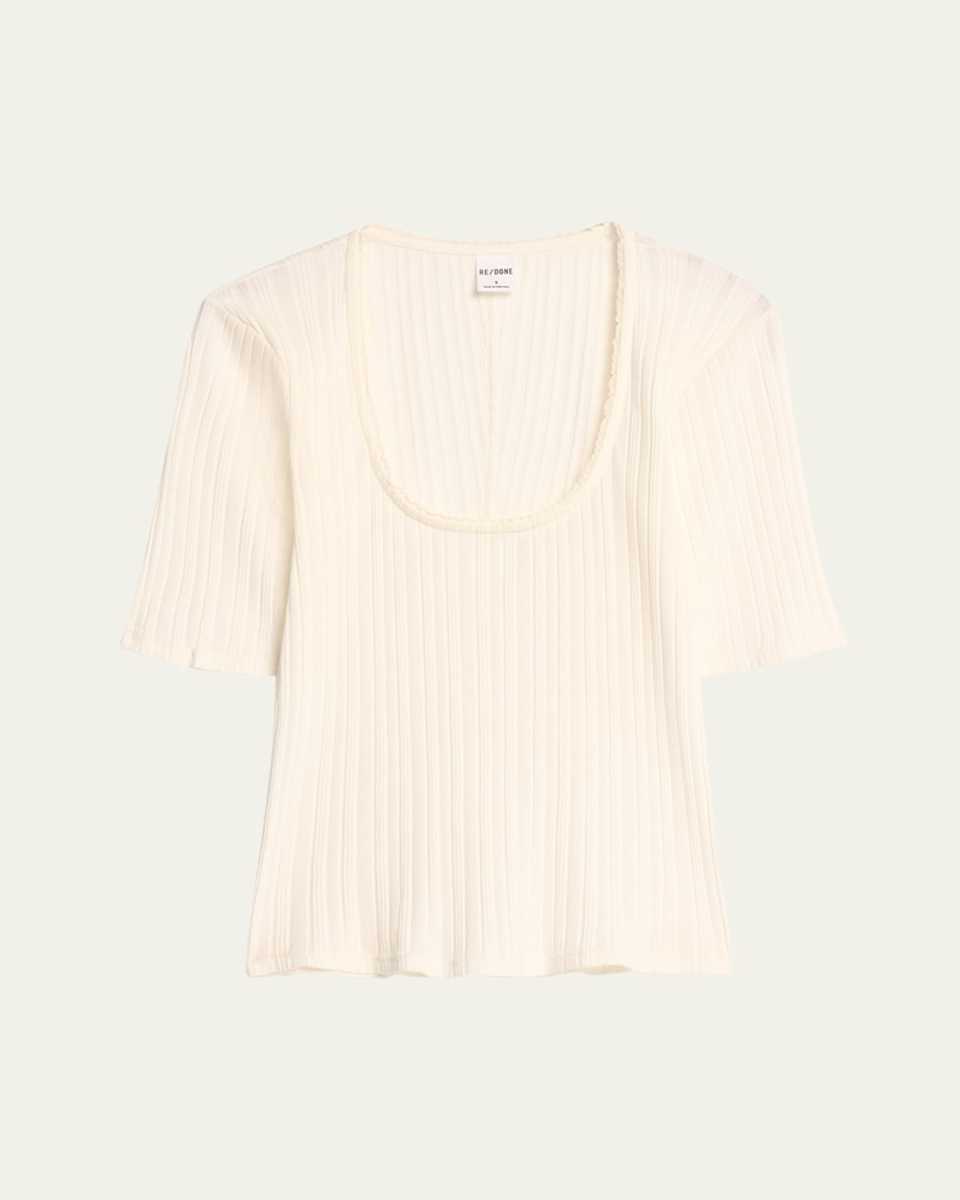 Pointelle Scoop-Neck Tee