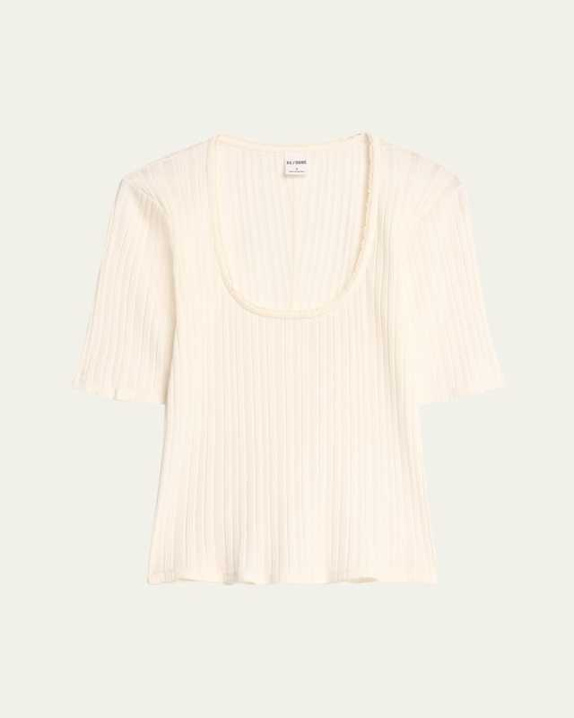Pointelle Scoop-Neck Tee
