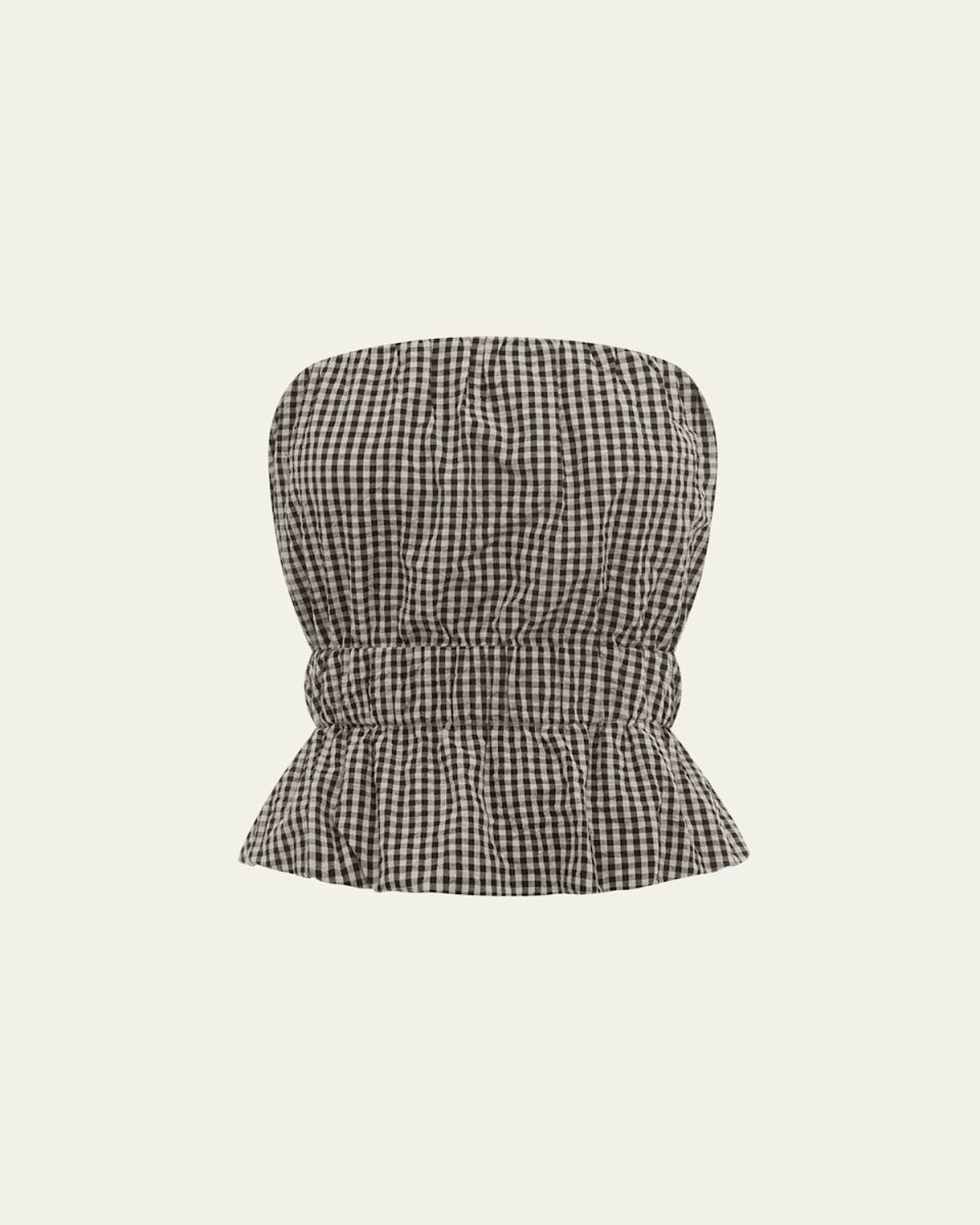 Aurelia Strapless Cotton Gingham Top