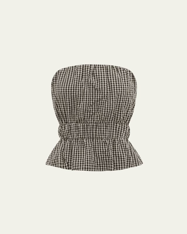 Aurelia Strapless Cotton Gingham Top