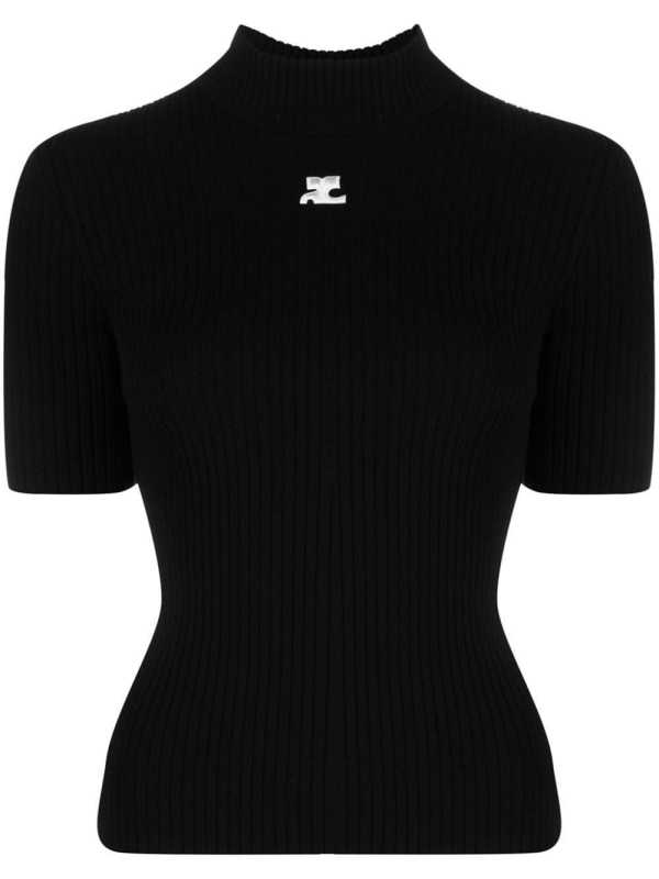 logo-print knitted top