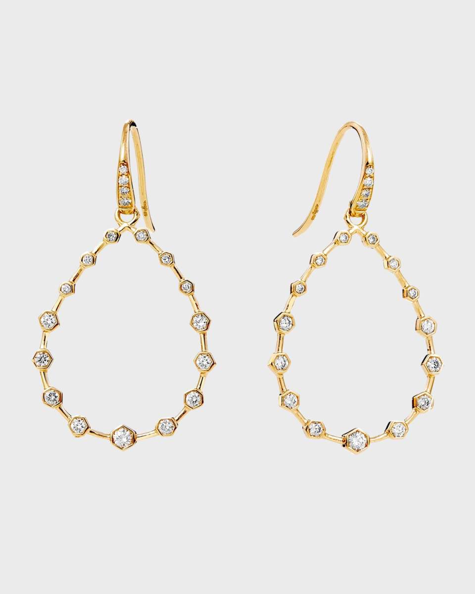 Hex Diamond Oval French Wire Earrings