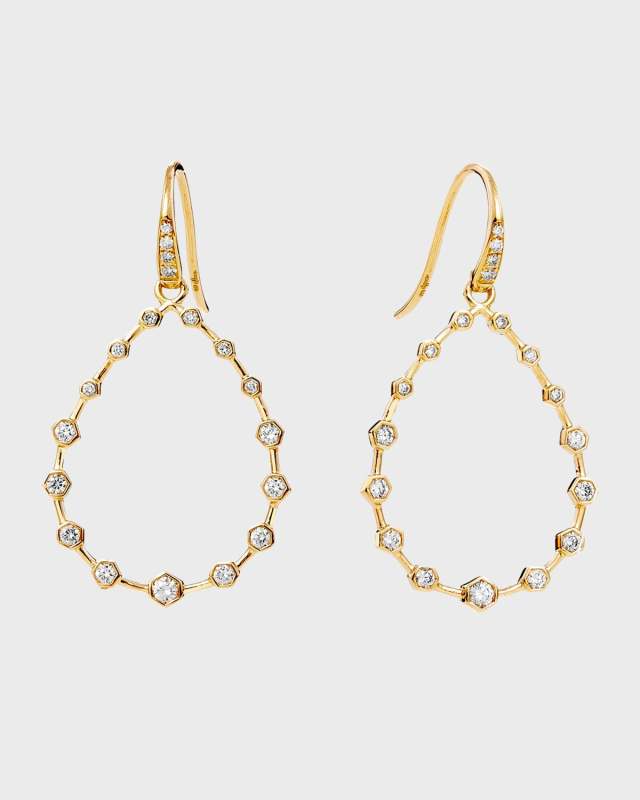 Hex Diamond Oval French Wire Earrings