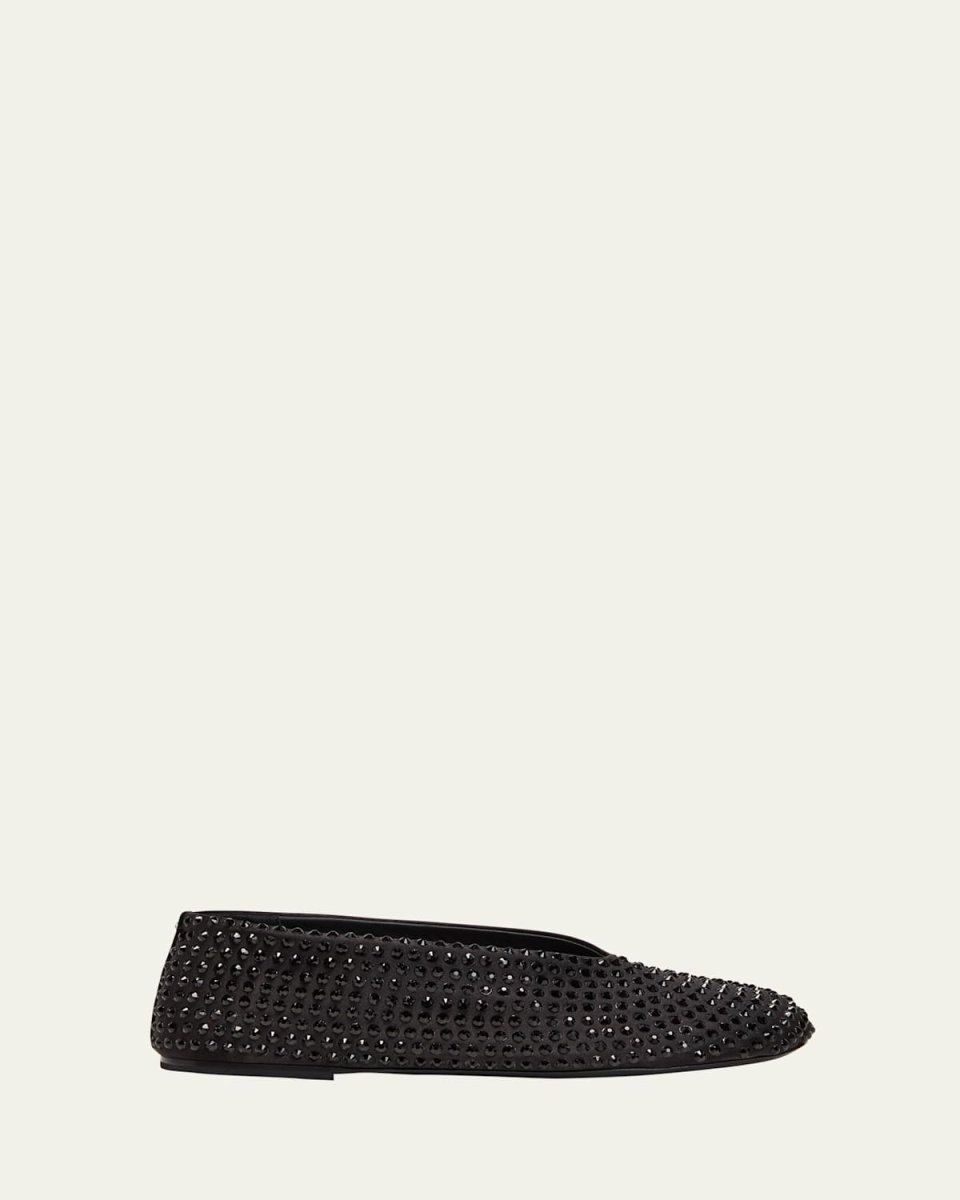 Marcy Crystal Stud Silk Ballerina Flats