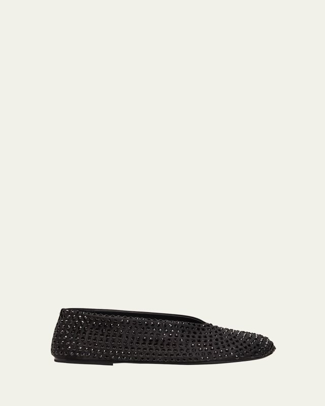Marcy Crystal Stud Silk Ballerina Flats