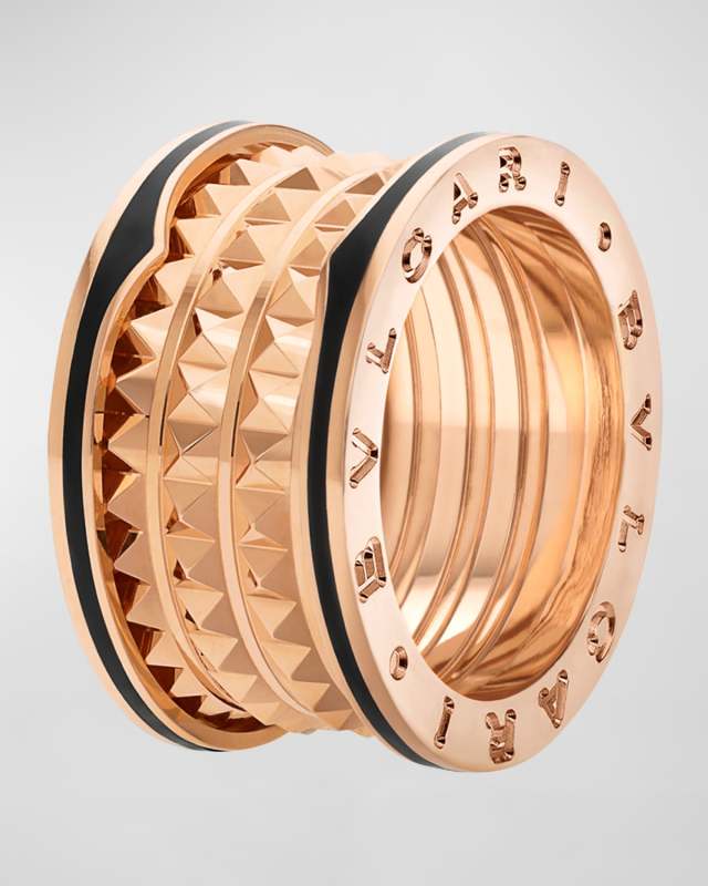 B. Zero1 Rose Gold Black Ceramic Edge Ring, EU 50 / US 6.25