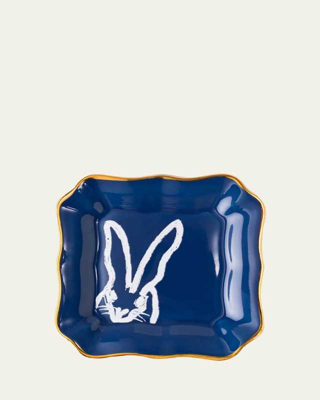 Portrait Plate with Gold Rim - Blue