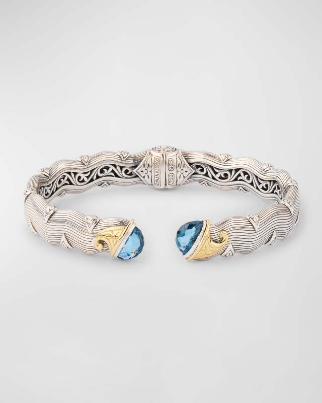 Sterling Silver & 18K Yellow Gold Blue Spinel Bracelet