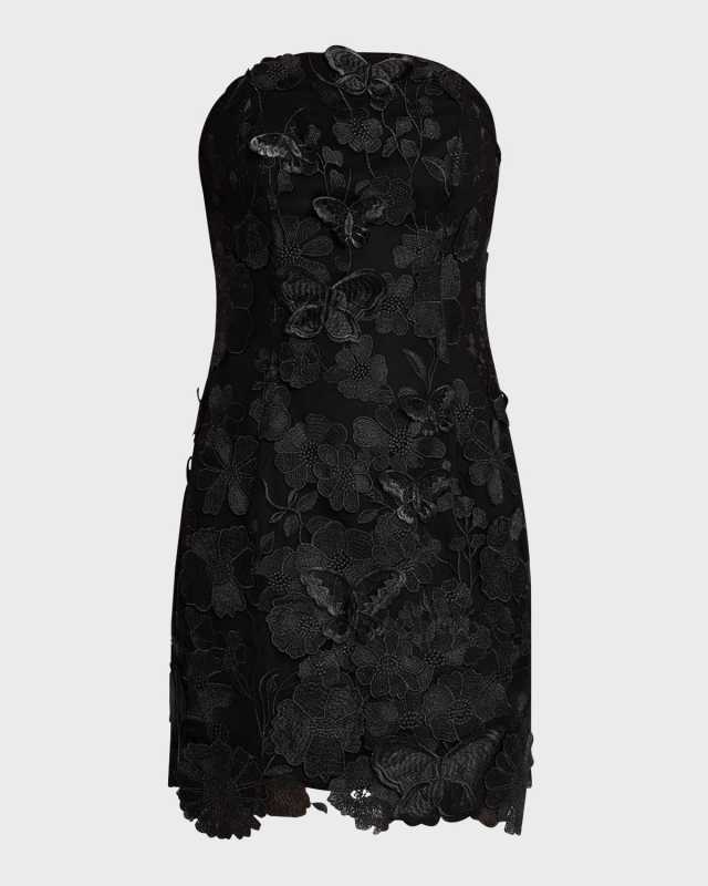 Jazelle Strapless Floral Lace Mini Dress
