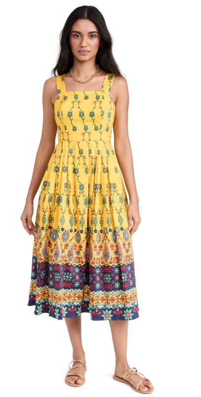 Shoshanna Camilla Dress Lemon/Navy Multi