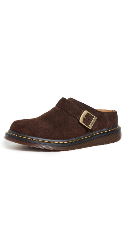 Dr. Martens Isham Suede Mules Dark Brown