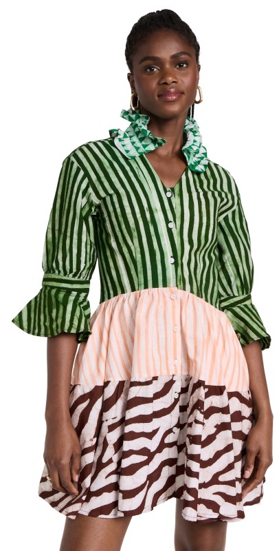 Studio 189 Hand-Batik Tiered Ruffle Mini Dress Multicolor