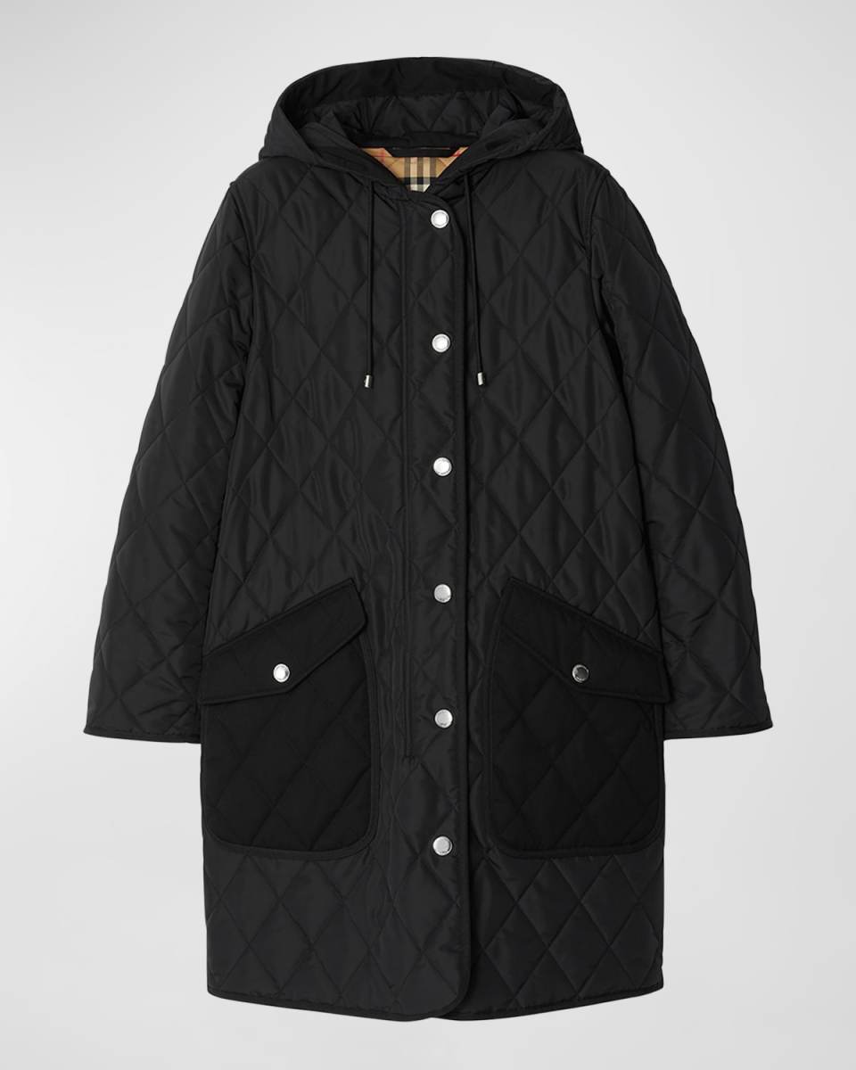 Roxby Quilted Top Coat with Hood