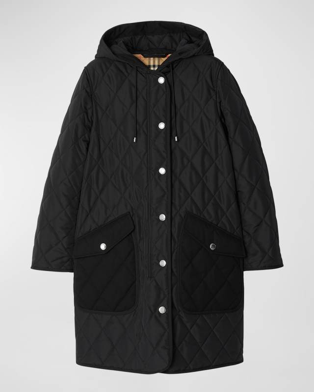 Roxby Quilted Top Coat with Hood