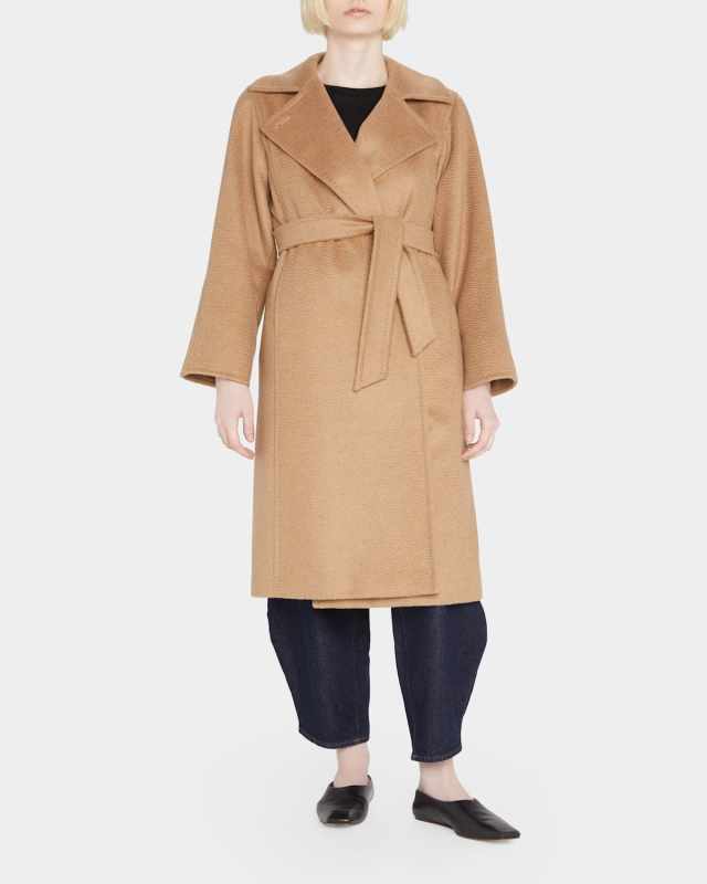Manuela Wool Wrap Coat, Camel
